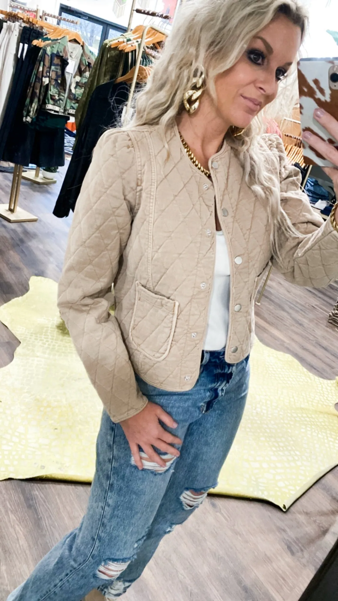 Dear John Kit Quilted Jacket in Almond Toast