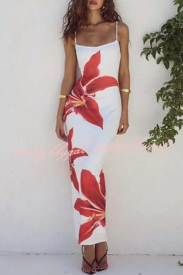 Definitely Memorable Abstract Floral Print Slip Stretch Maxi Dress