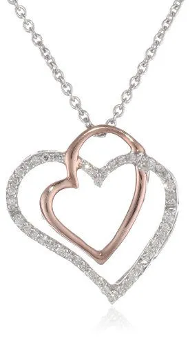 Dije de Corazones en Playa y Oro Rosado de 14k y Diamantes