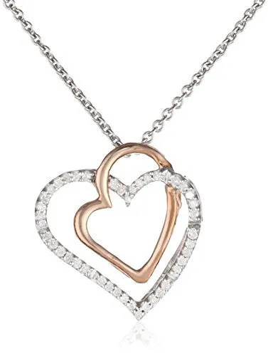 Dije de Corazones en Playa y Oro Rosado de 14k y Diamantes