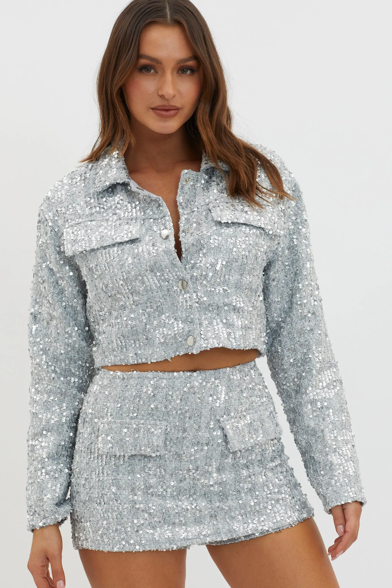 Dollhouse Sequin Skort Silver