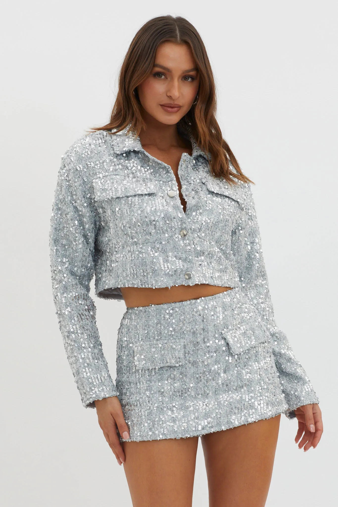 Dollhouse Sequin Skort Silver