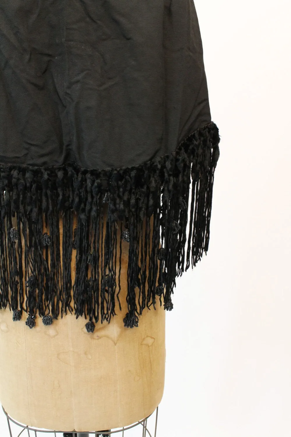 Edwardian mantle cape silk fur fringe antique xs small | new fall