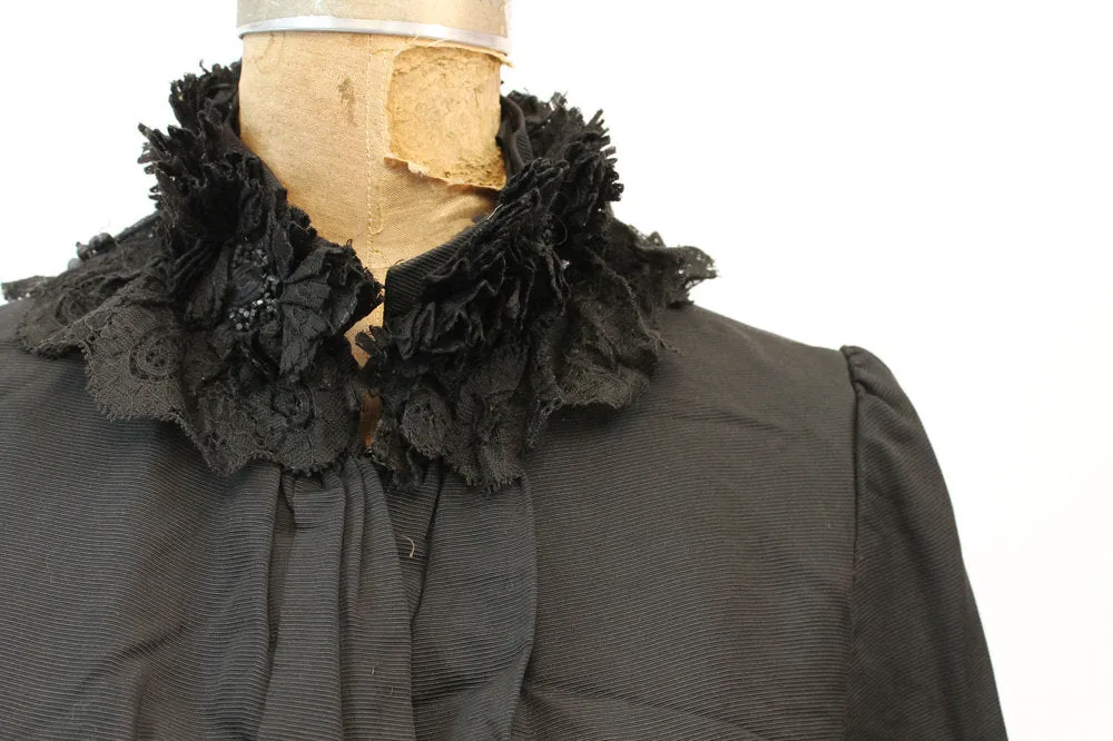 Edwardian mantle cape silk fur fringe antique xs small | new fall