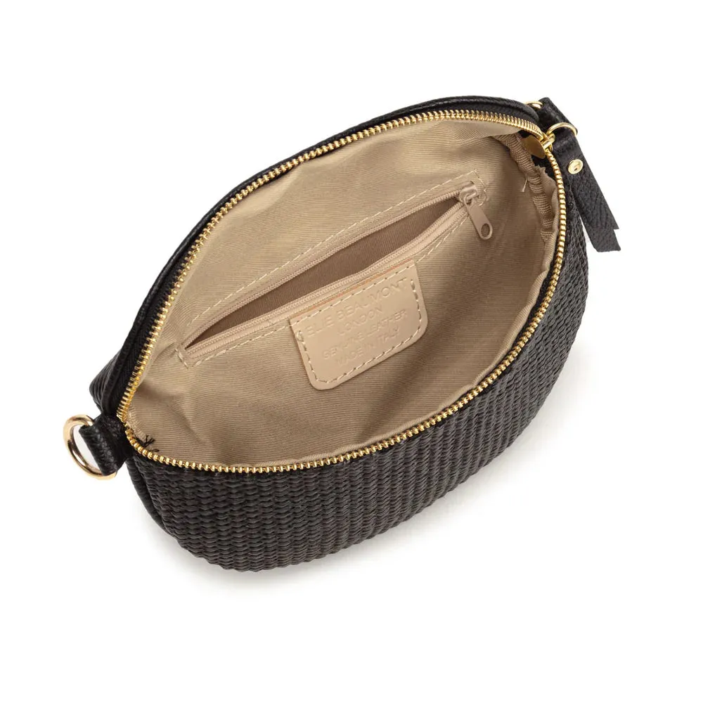 Elie Beaumont Raffia Sling Bag in Black