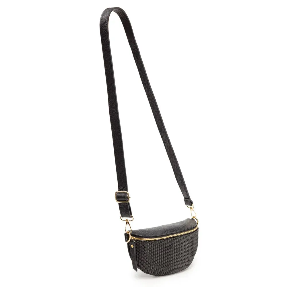 Elie Beaumont Raffia Sling Bag in Black