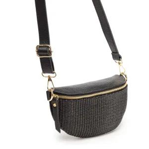 Elie Beaumont Raffia Sling Bag in Black