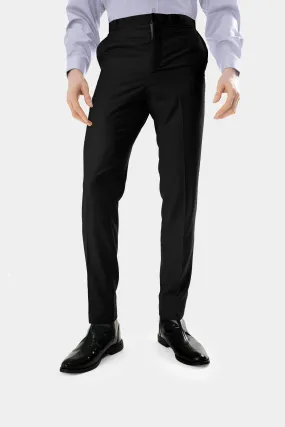 Extended Length Long Sleeve Wool Pants in Black