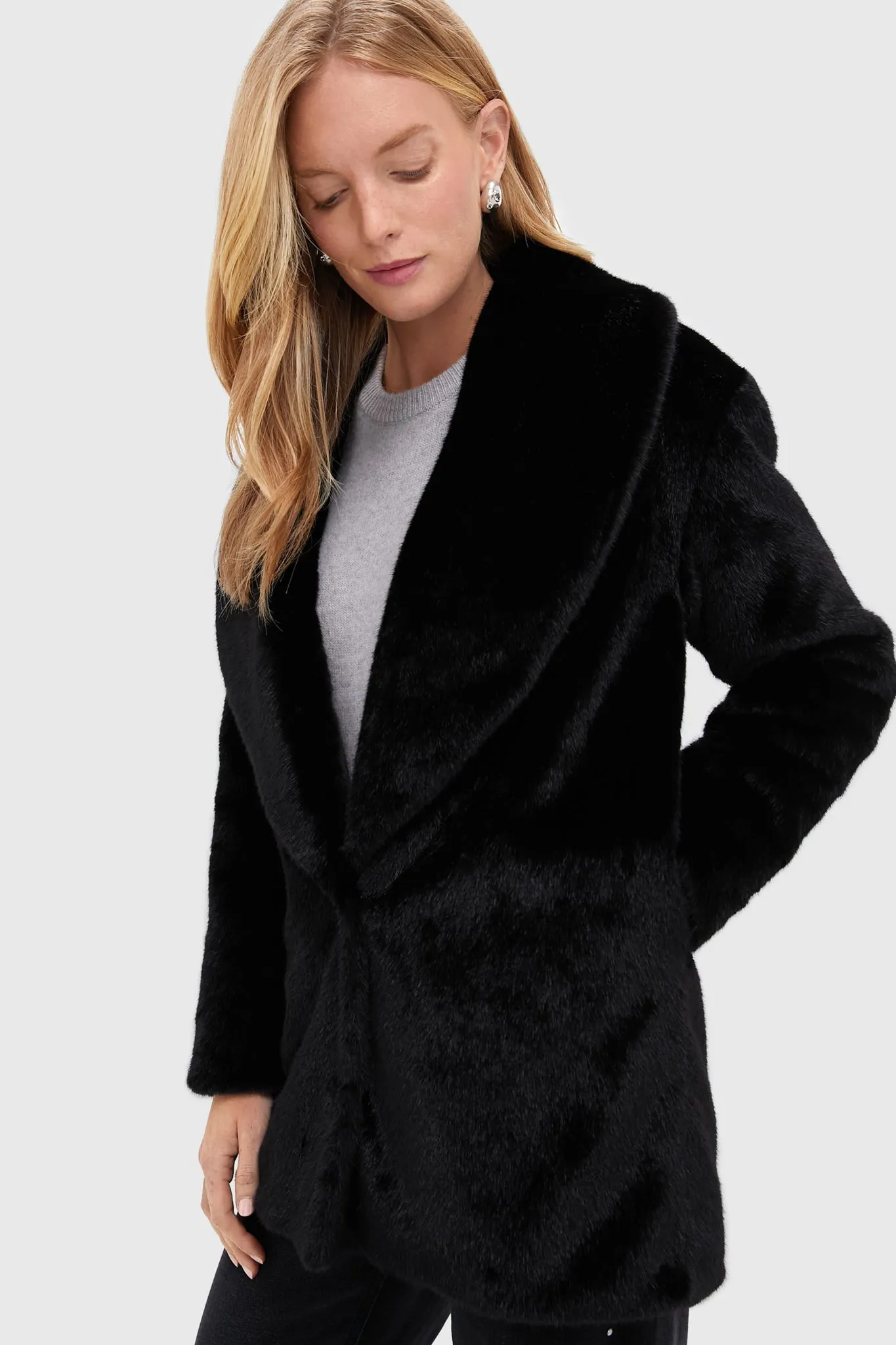 Faux Fur Mid Length Coat