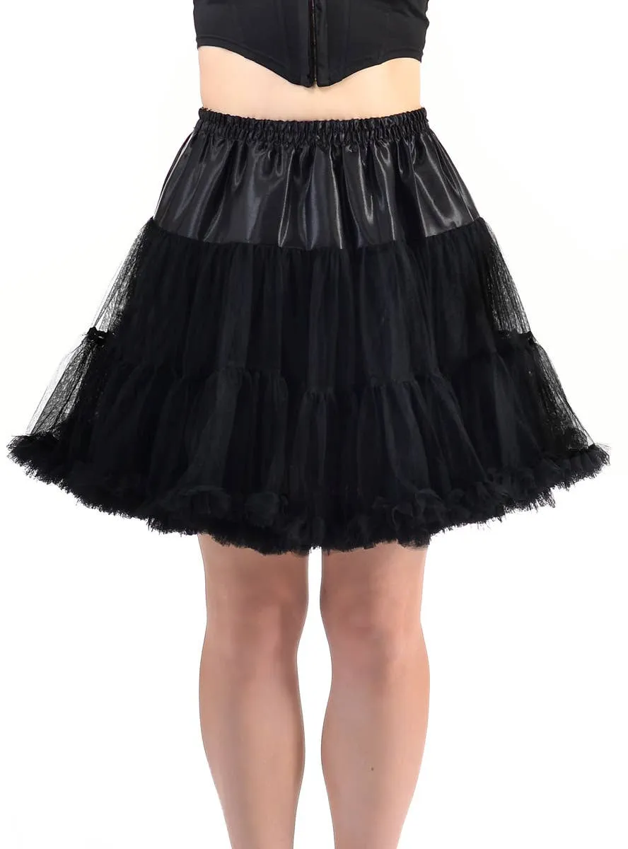 Fluffy Black Thigh Length Womens Plus Size Petticoat