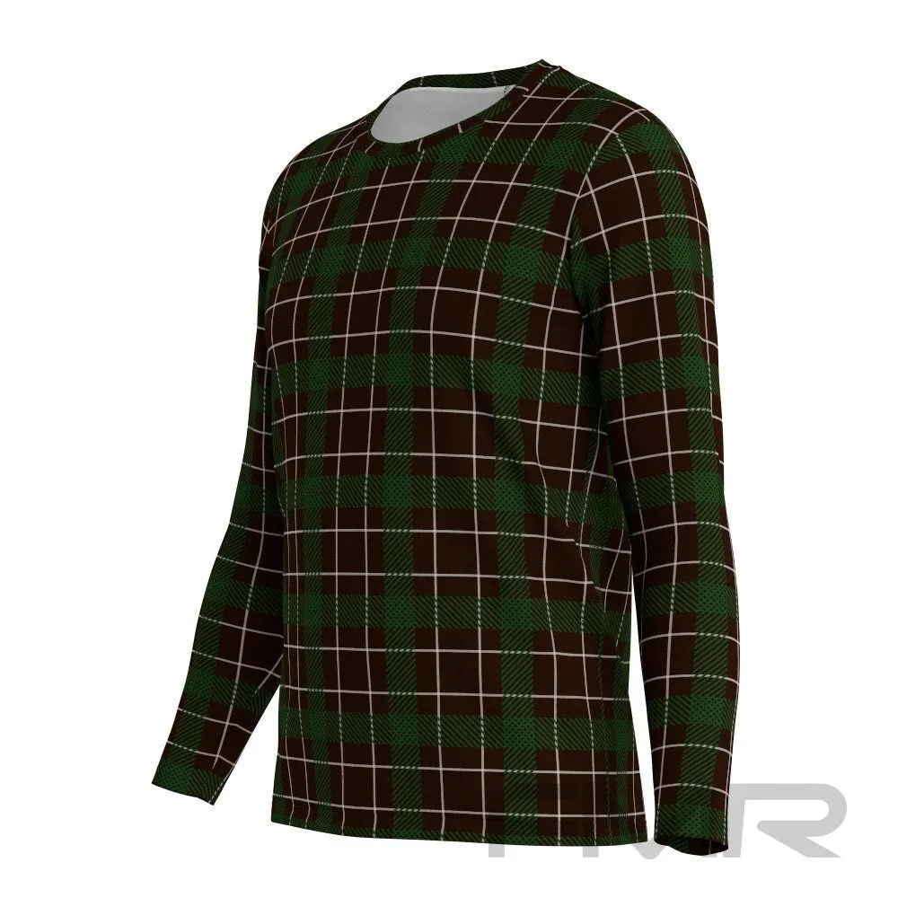 FMR Men's Green Check Technical Long Sleeve Running Shirt