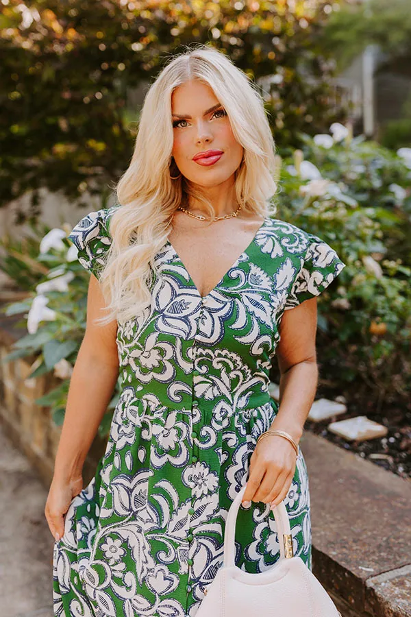 Front Porch Sippin' Maxi Dress in Hunter Green Curves