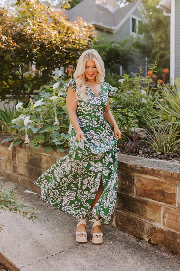 Front Porch Sippin' Maxi Dress in Hunter Green Curves