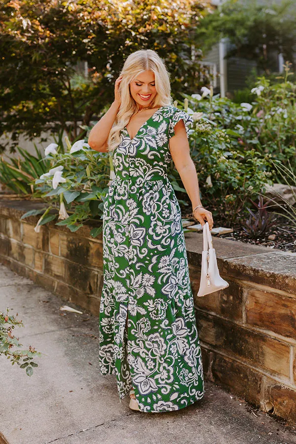 Front Porch Sippin' Maxi Dress in Hunter Green Curves