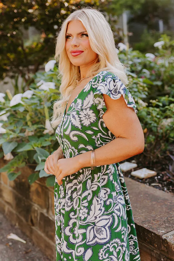 Front Porch Sippin' Maxi Dress in Hunter Green Curves