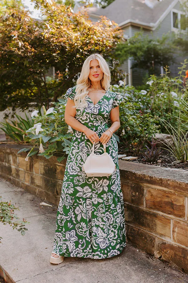 Front Porch Sippin' Maxi Dress in Hunter Green Curves