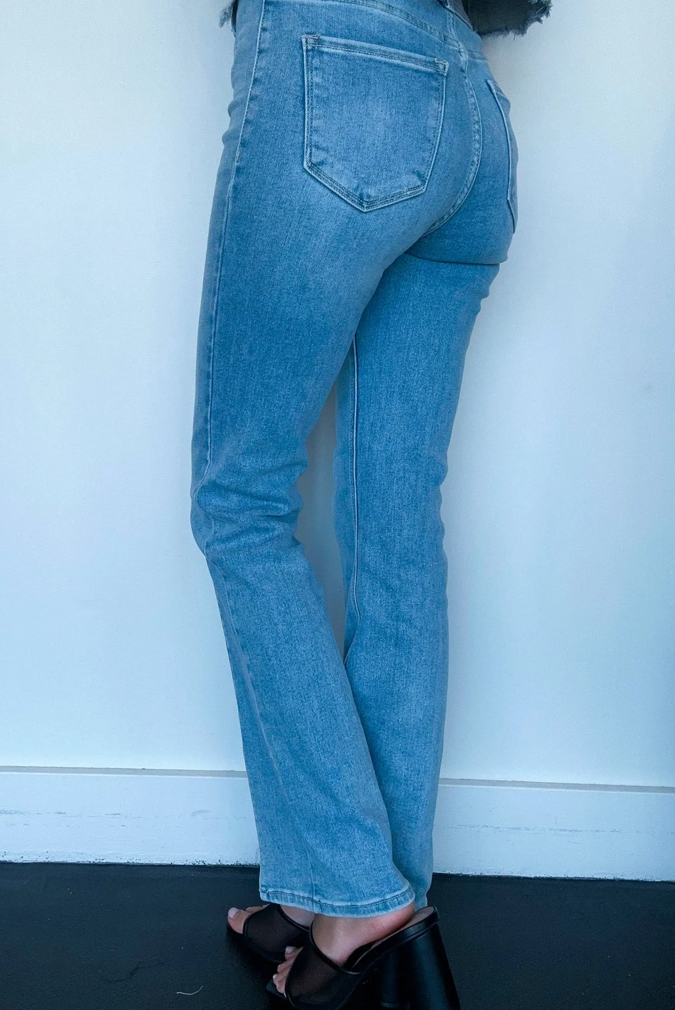 Front Seam Ankle Slit Denim