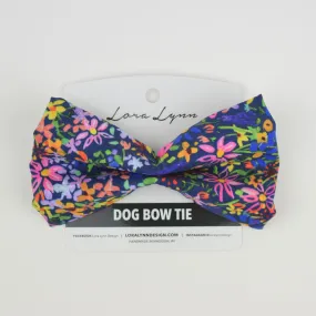 Garden Florals - Navy dog bow tie