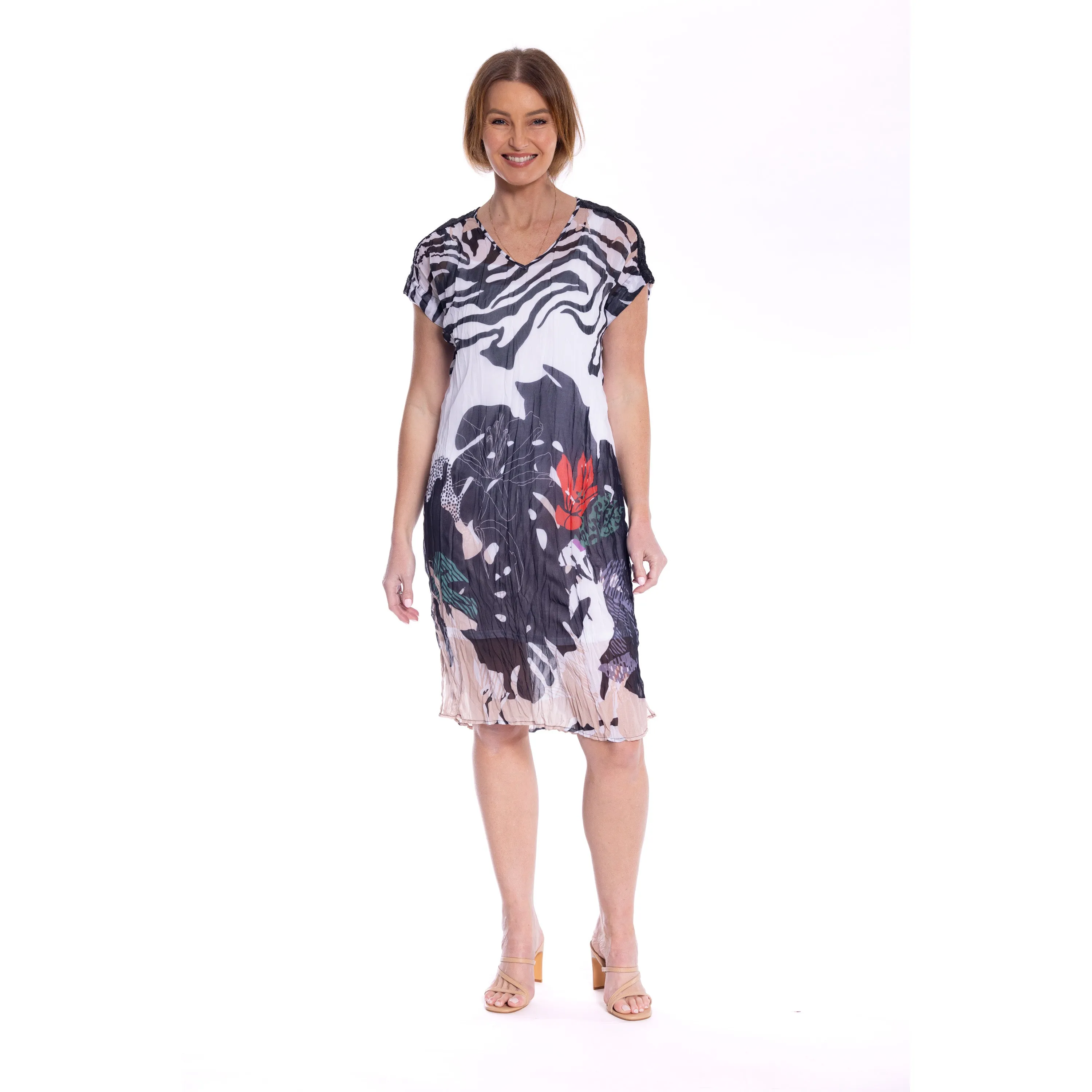 Georgette Dress by  Café Latte - Zebra Abstract Print