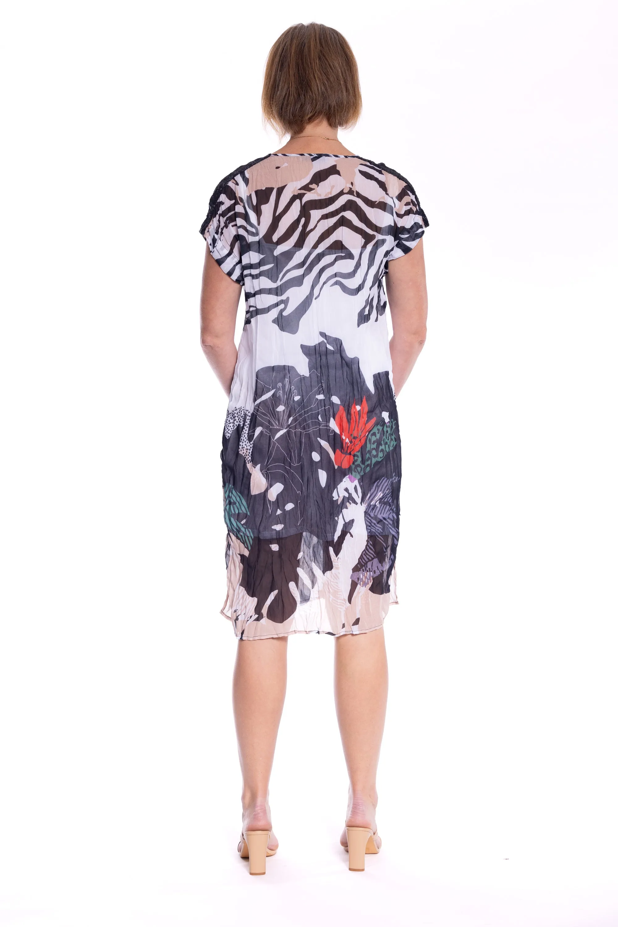 Georgette Dress by  Café Latte - Zebra Abstract Print