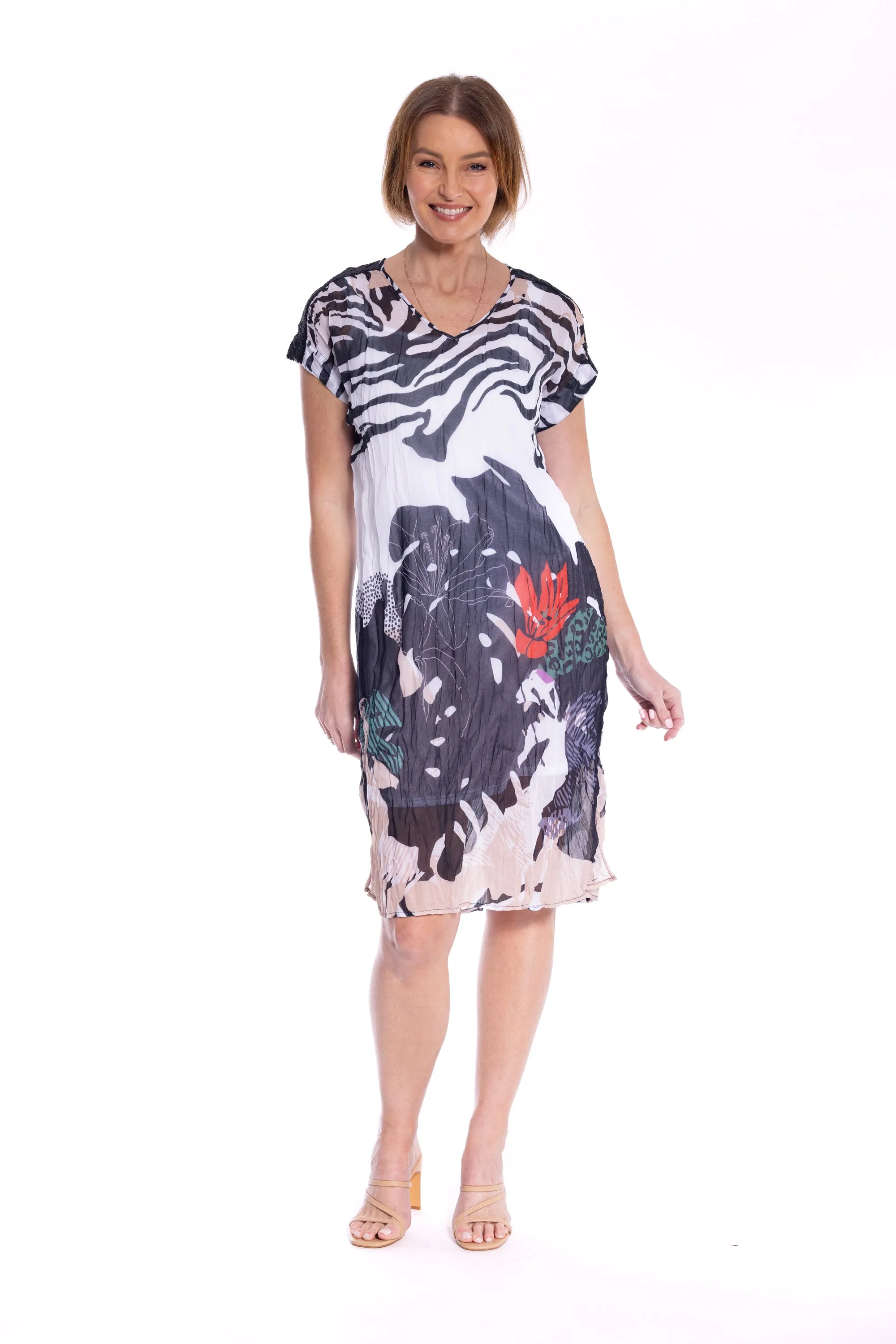 Georgette Dress by  Café Latte - Zebra Abstract Print