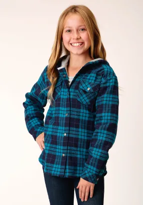 GIRLS LONG SLEEVE SNAP THERMAL LINED FLANNEL SHIRT JACKET