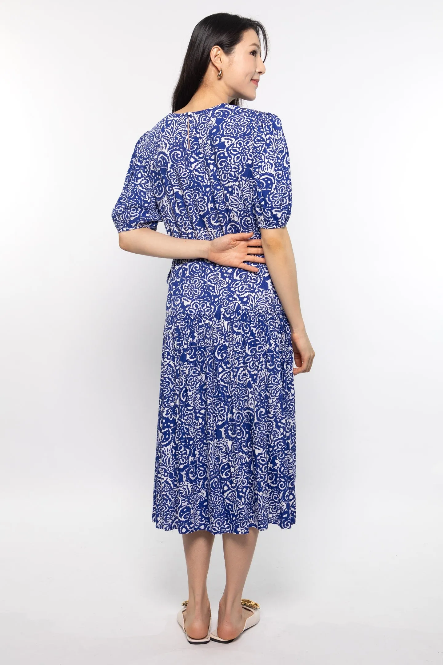 Grace Dress in Blue Baroque