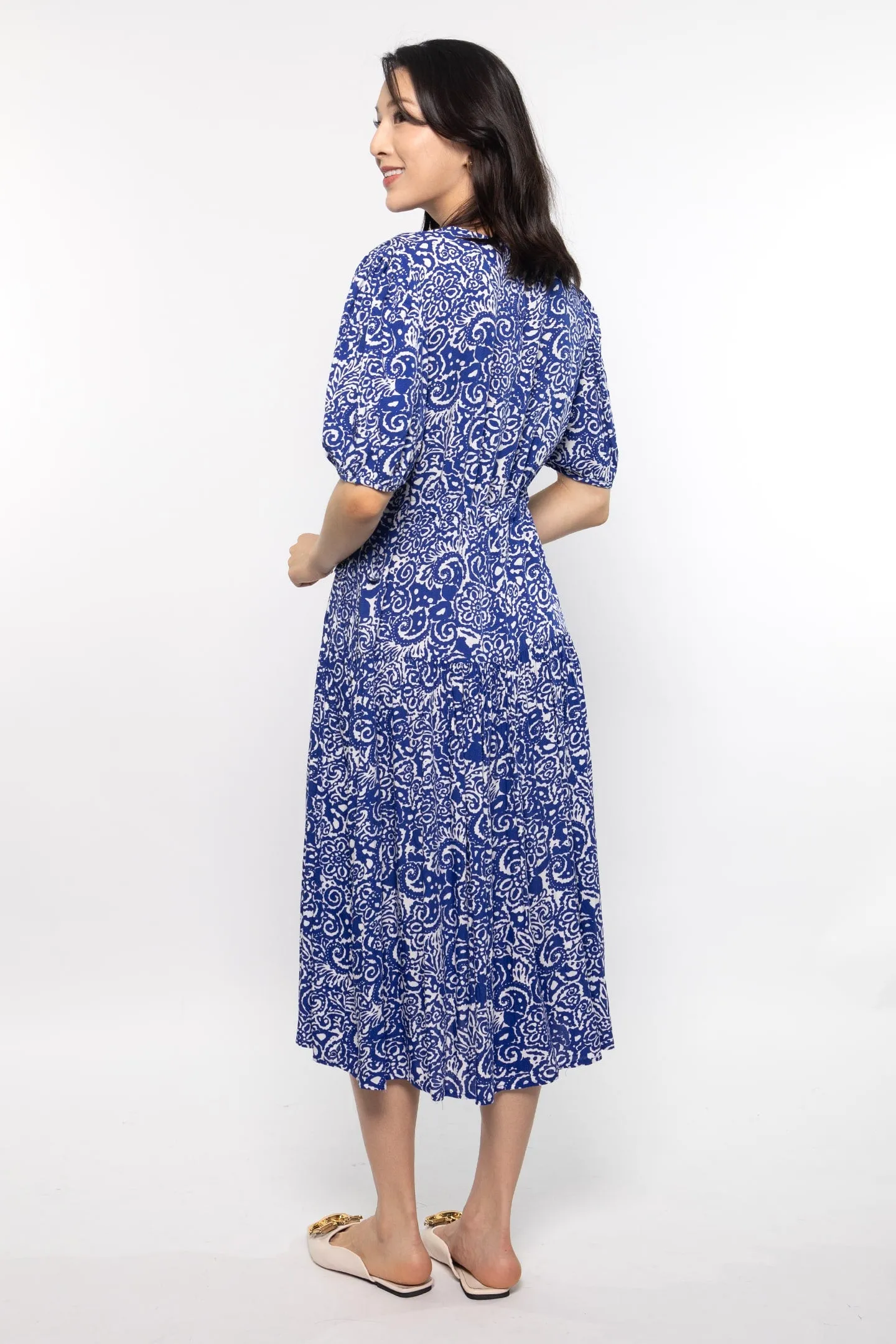 Grace Dress in Blue Baroque