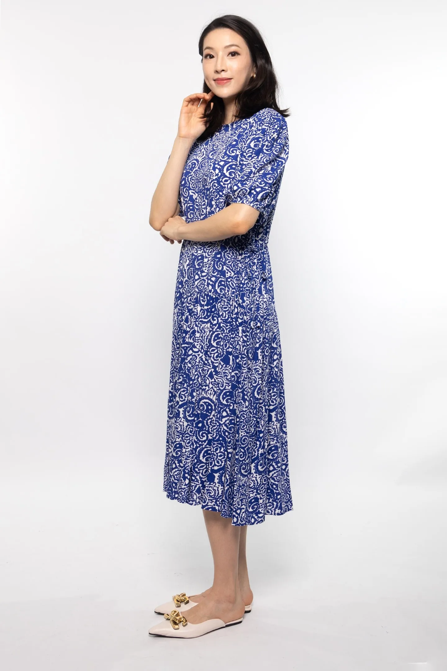 Grace Dress in Blue Baroque