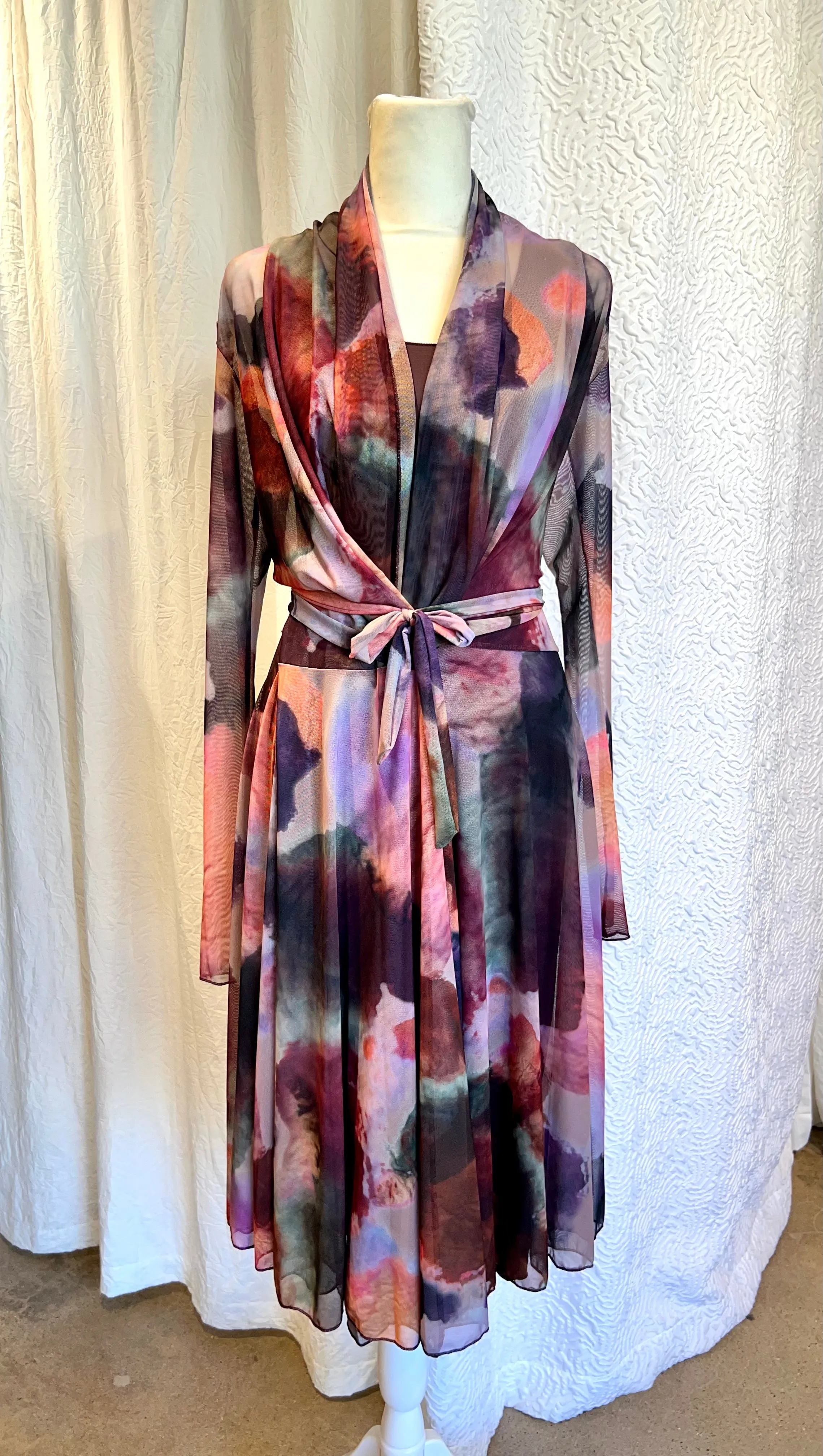 Grape Multi Tie Front Wrap dress/Kimono