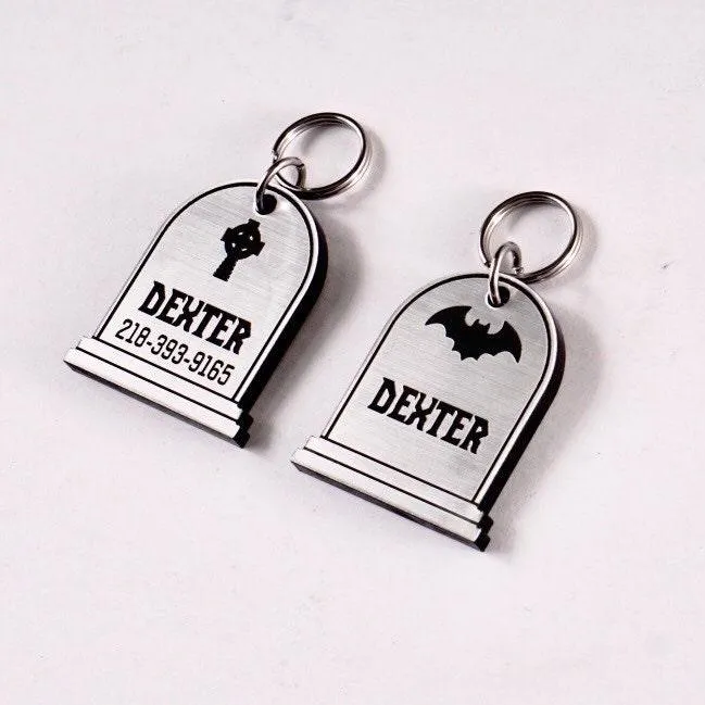 Grave Perfection - Tombstone Personalized Pet Tag - Halloween Cat ID Tag - Spirit Friendly - Dog ID Tag - Witch Pet Tag - Spooky Pet Tag