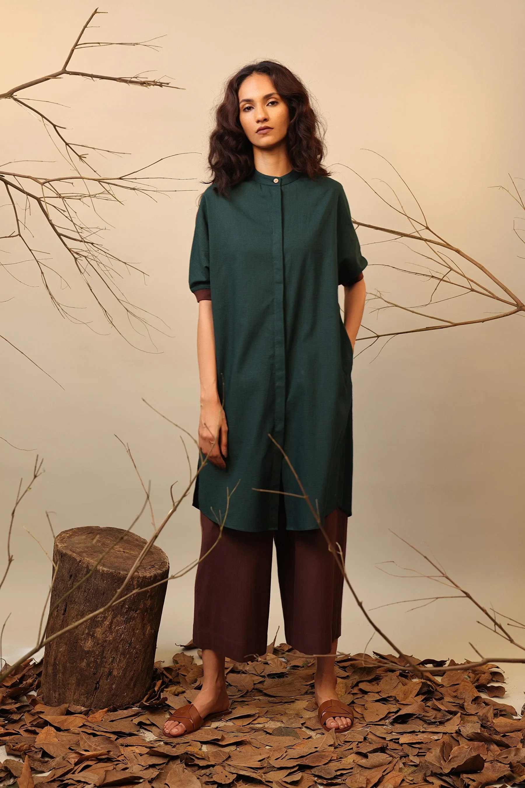 Green & Brown Shirt Tunic