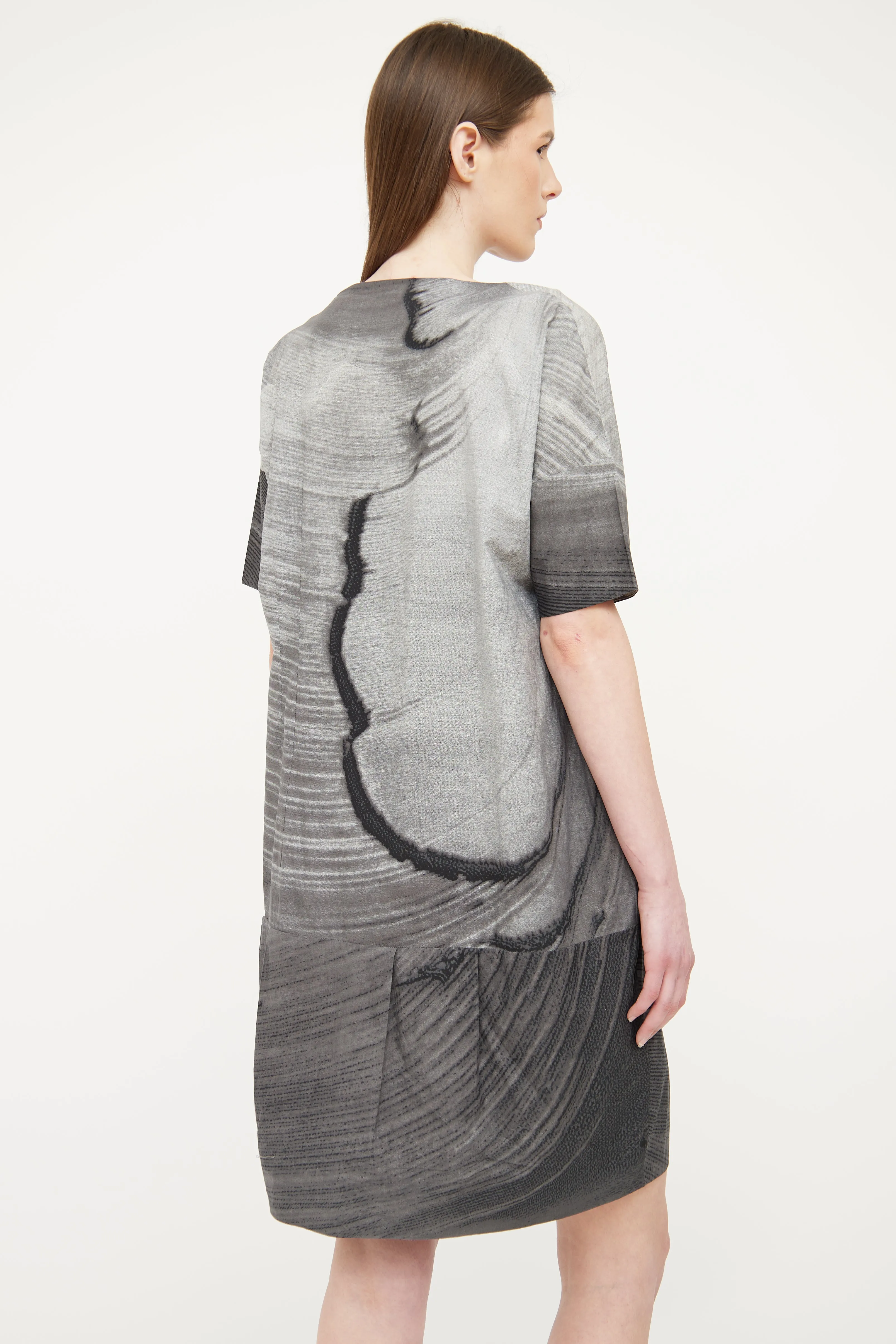 Grey & Black Print Dress