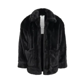 Hand-Painted Fur Jacket in Black