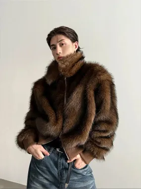 High Collar Luxurious Fur Jacket