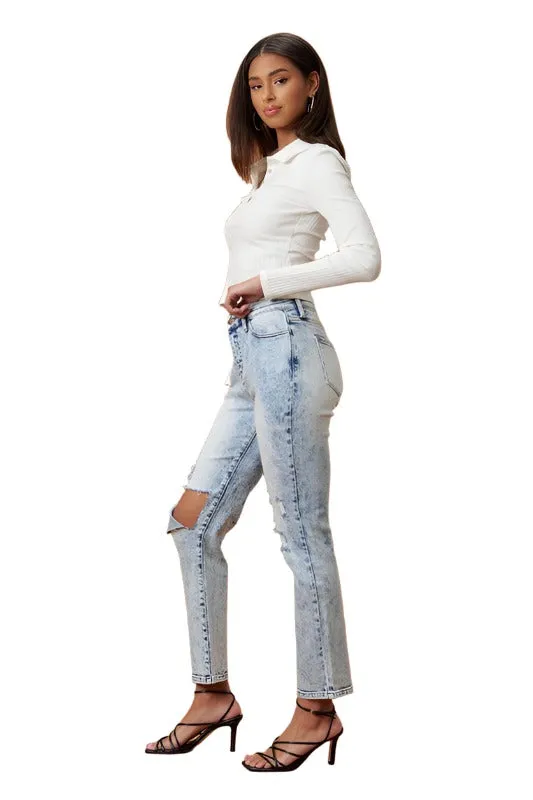 High Rise Distressed Skinny