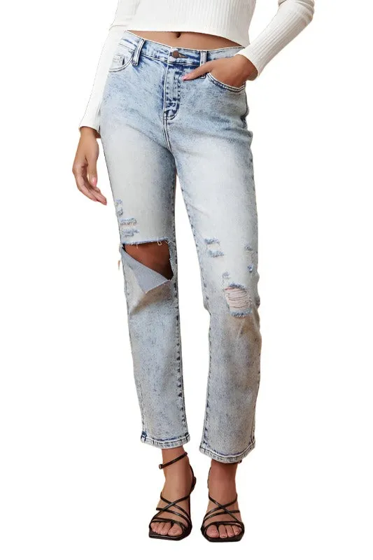 High Rise Distressed Skinny