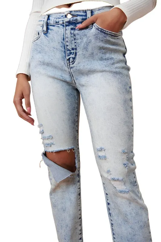 High Rise Distressed Skinny