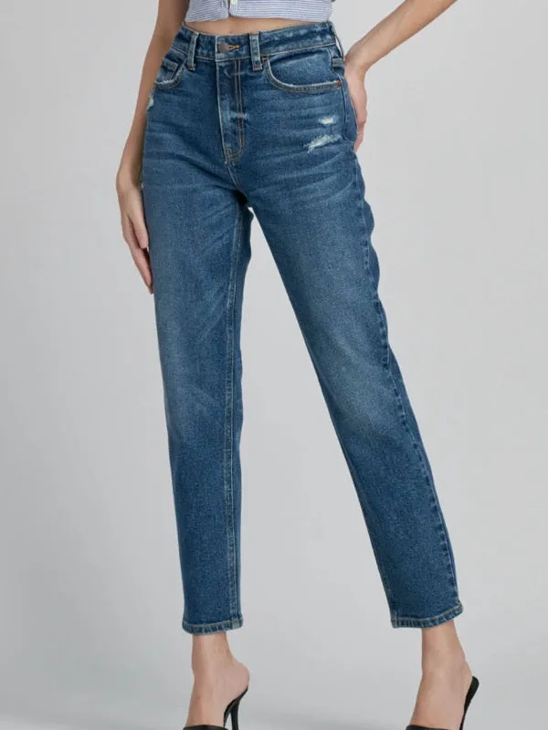 High Rise Slim Straight - Dark Denim