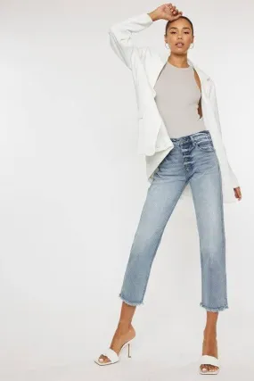 High rise straight fit jeans