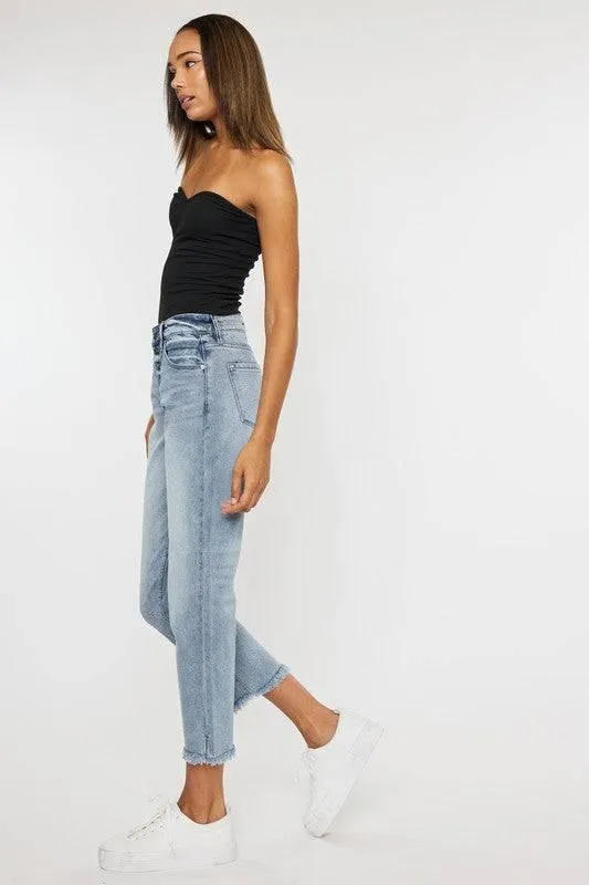 High rise straight fit jeans