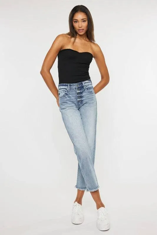 High rise straight fit jeans