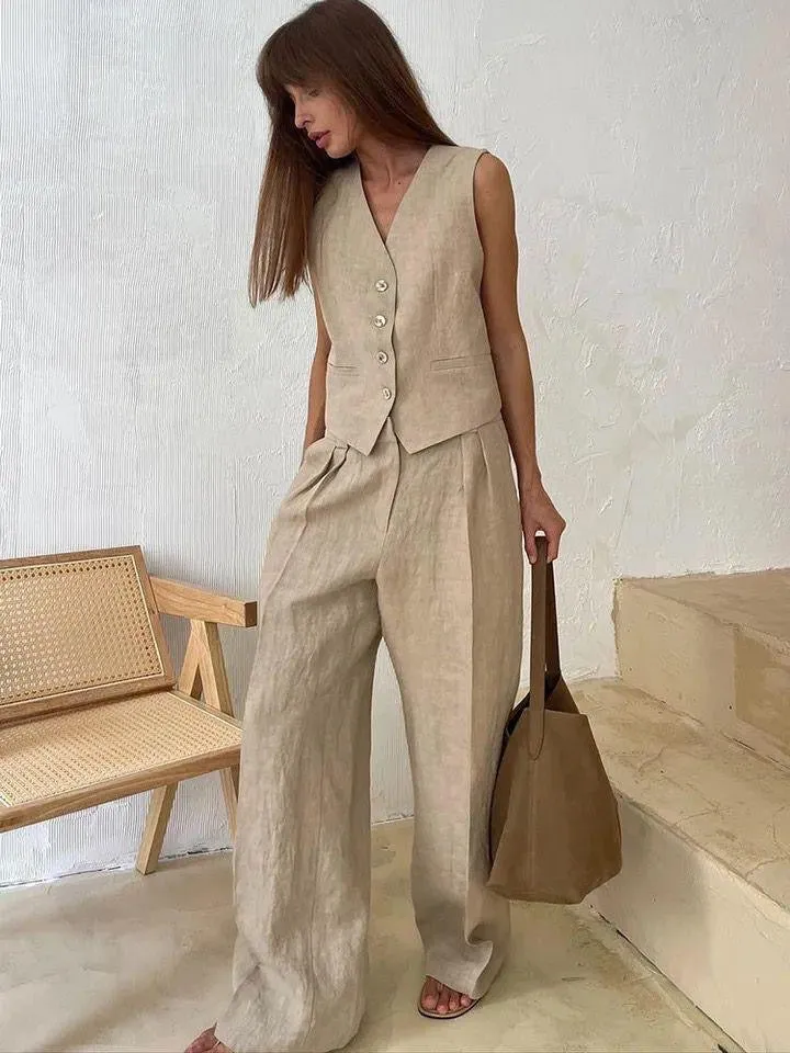 Hodor Statement Linen Vest Suit with Pants