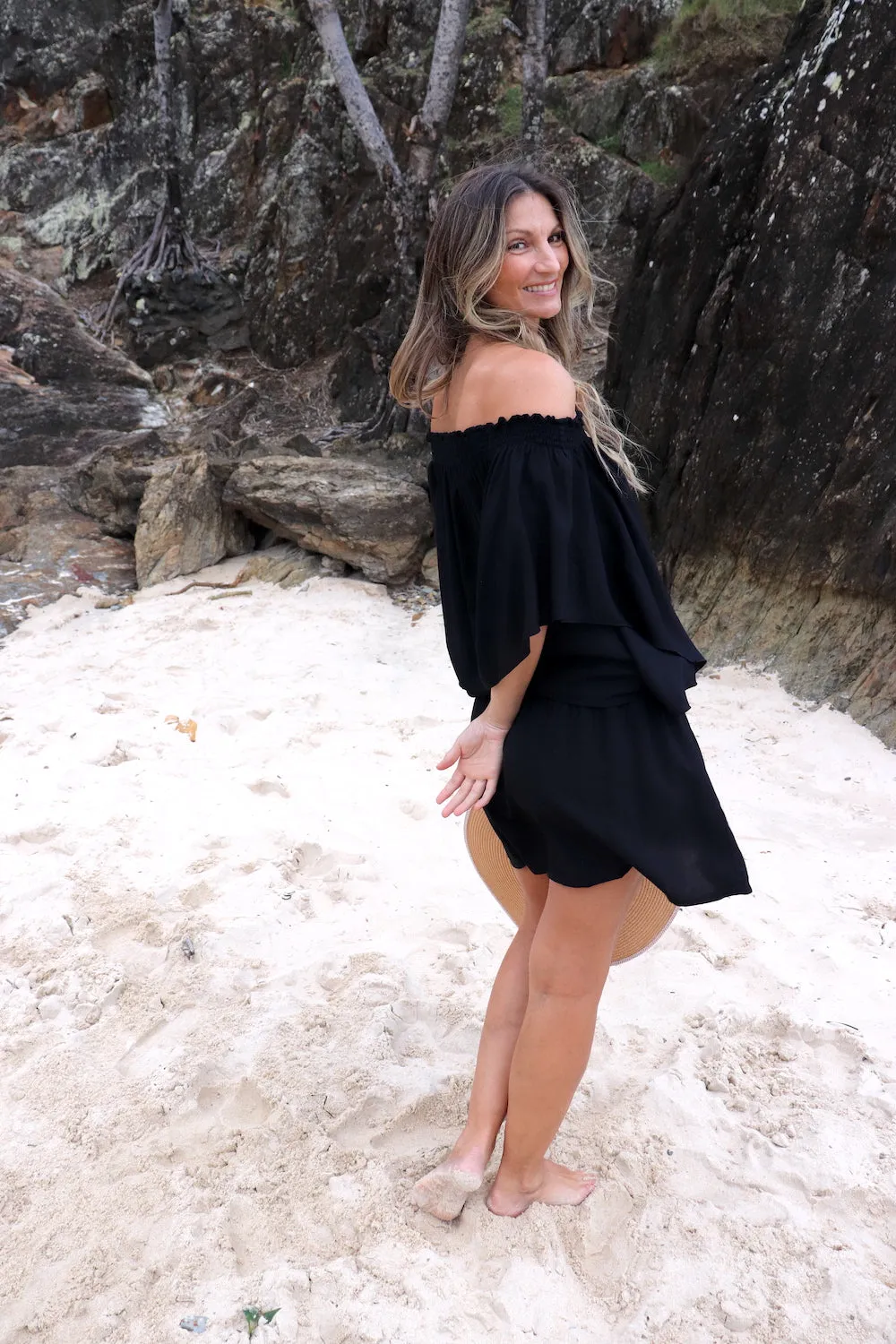 Holiday Dreaming Short Beach Dress/Top In Black