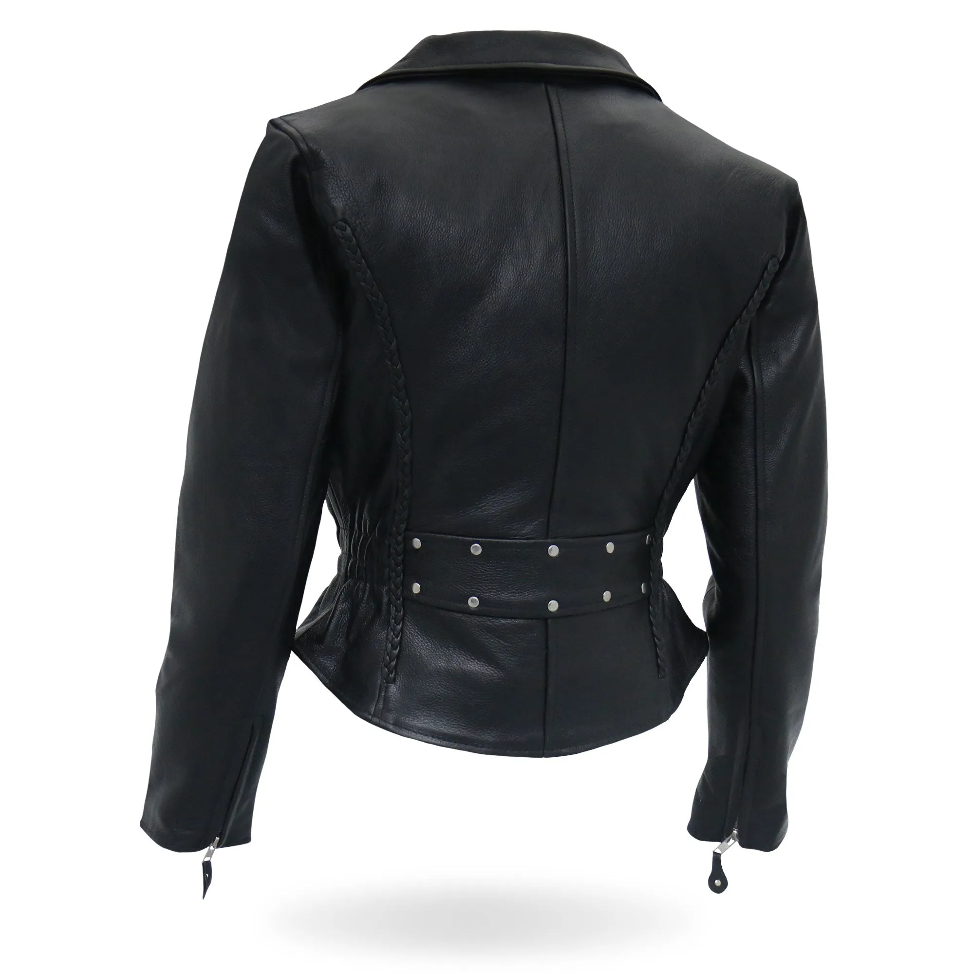 Hot Leathers JKL1009 Ladies Braided Motorcycle Leather Biker Jacket