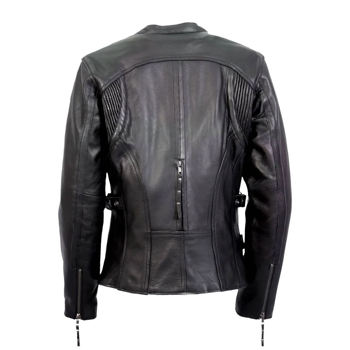 Hot Leathers JKL1032 Ladies Black Leather Jacket with Vented Side