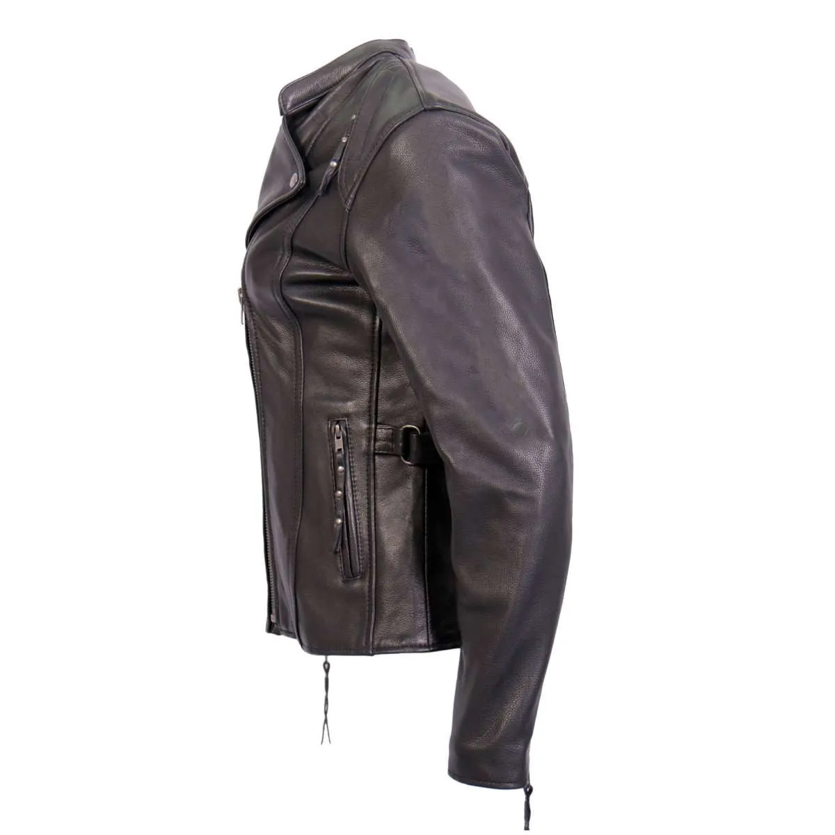 Hot Leathers JKL1032 Ladies Black Leather Jacket with Vented Side