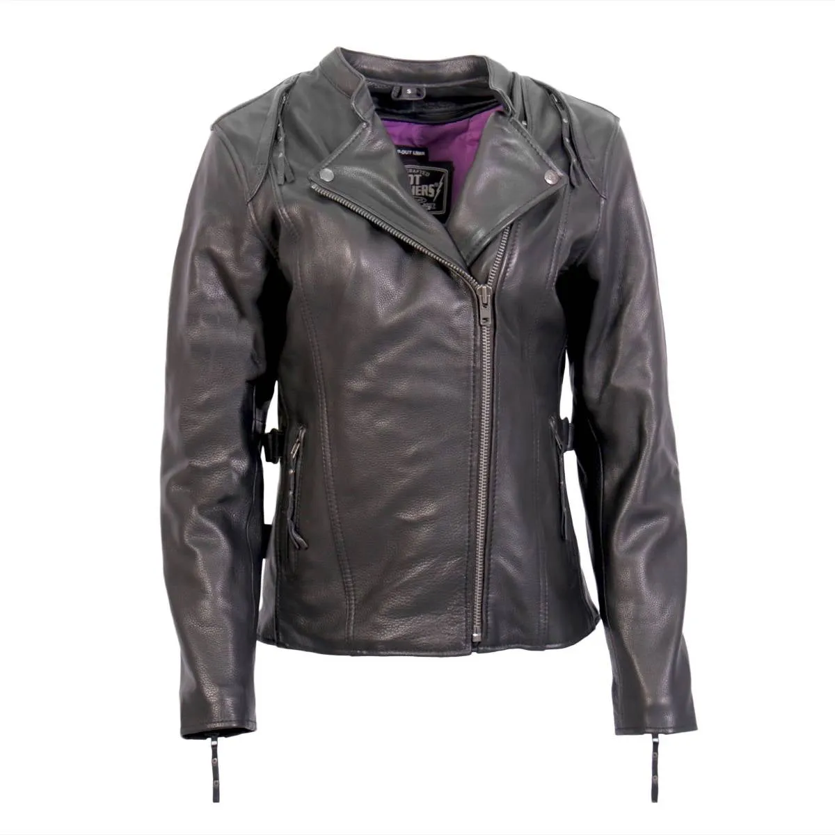 Hot Leathers JKL1032 Ladies Black Leather Jacket with Vented Side