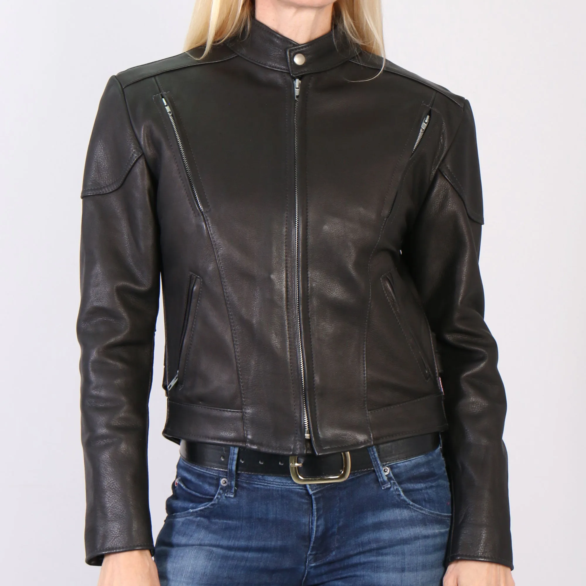 Hot Leathers JKL5001 USA Made Ladies Vented Motorcycle Black Leather Biker Jacket