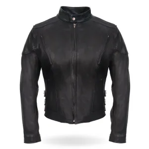 Hot Leathers JKL5001 USA Made Ladies Vented Motorcycle Black Leather Biker Jacket